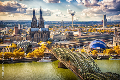 Aerial view of Cologne, Germany photo