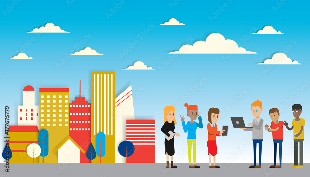 Social Network Communication Flat Vector Social Network Communication Flat Vector