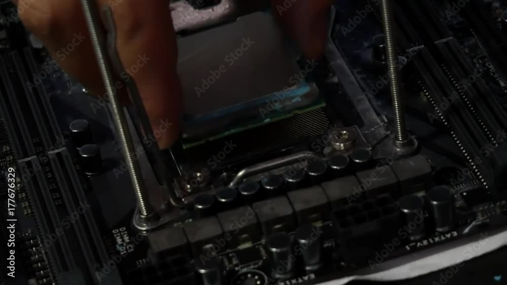 Installing the CPU on the motherboard on socket. Installing the CPU on the motherboard on socket.