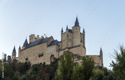 Segovia, Spain - October 14, 2017: Castle of Segovia situated on a hill