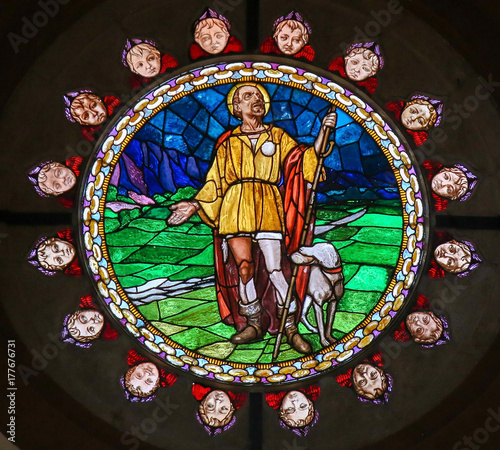 Fotografía Stained Glass of Saint Roch in Bologna
