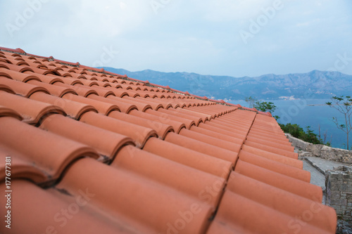 background of red brick roofs  Montenegro