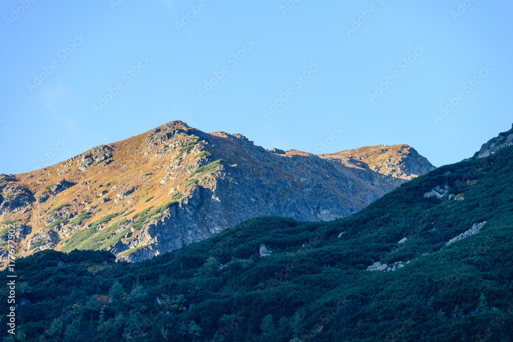 Fototapeta premium Tatra mountain peak view in Slovakia in sunny day