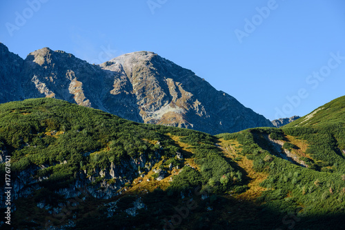 Tatra mountain peak view in Slovakia in sunny day