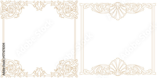 Set of vintage border frame engraving with retro ornament pattern in antique baroque style decorative design. Vector