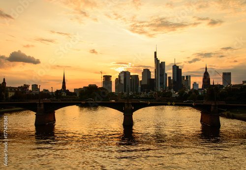 Panorama of business center in Frankfurt am Main by night