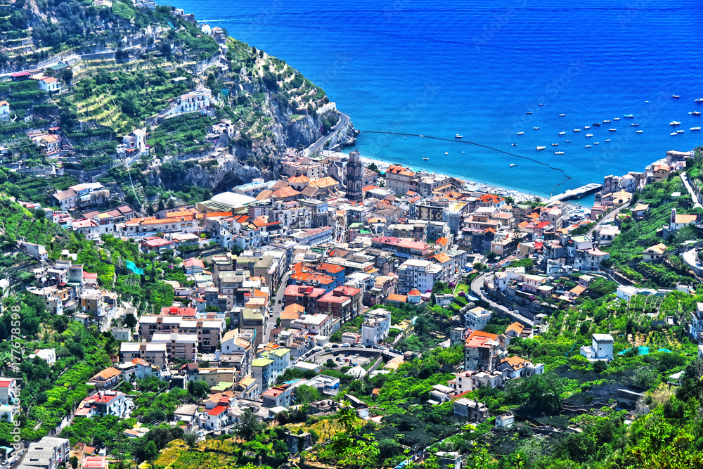 View of the city of Minori on Amalfi Coast