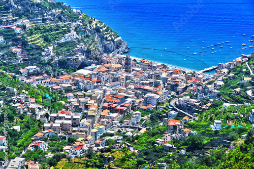 View of the city of Minori on Amalfi Coast © monticellllo