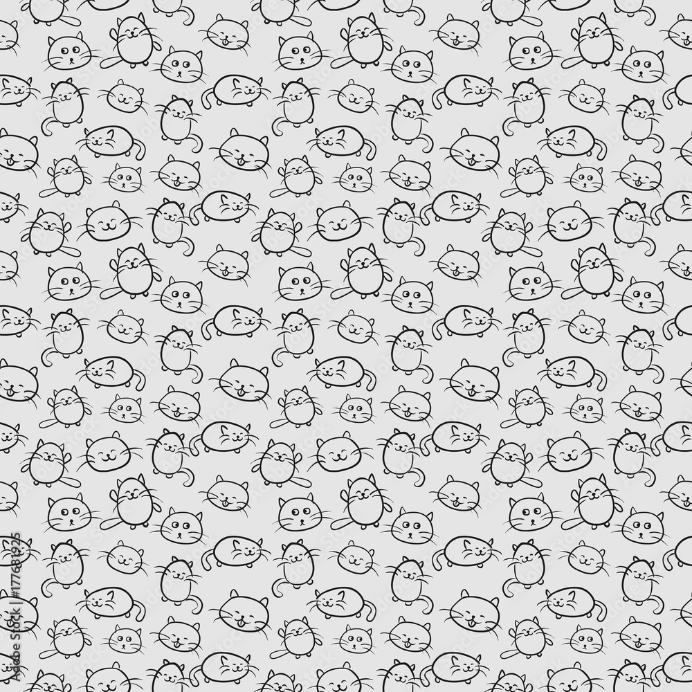 Fototapeta premium kittens vector background seamless small cat grey