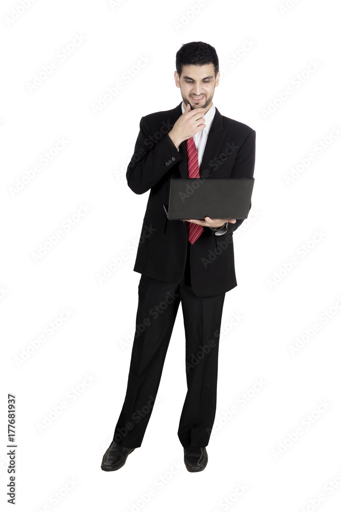Arabian businessman thinking an idea on studio Arabian businessman thinking an idea on studio