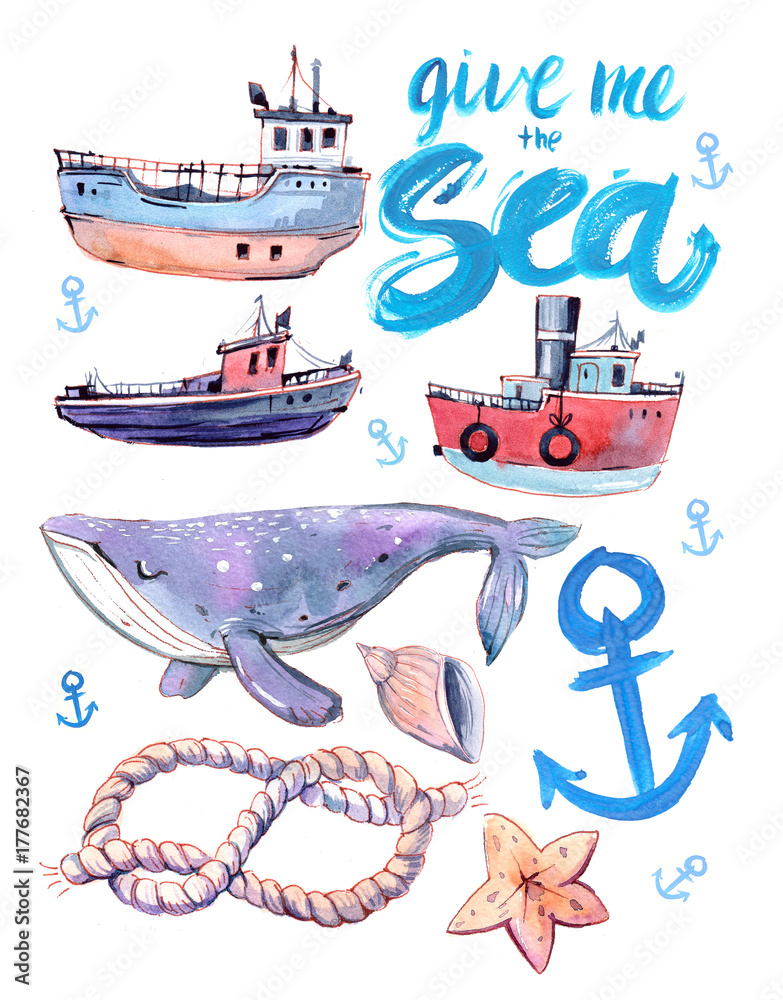 Fototapeta premium Set of nautical objects