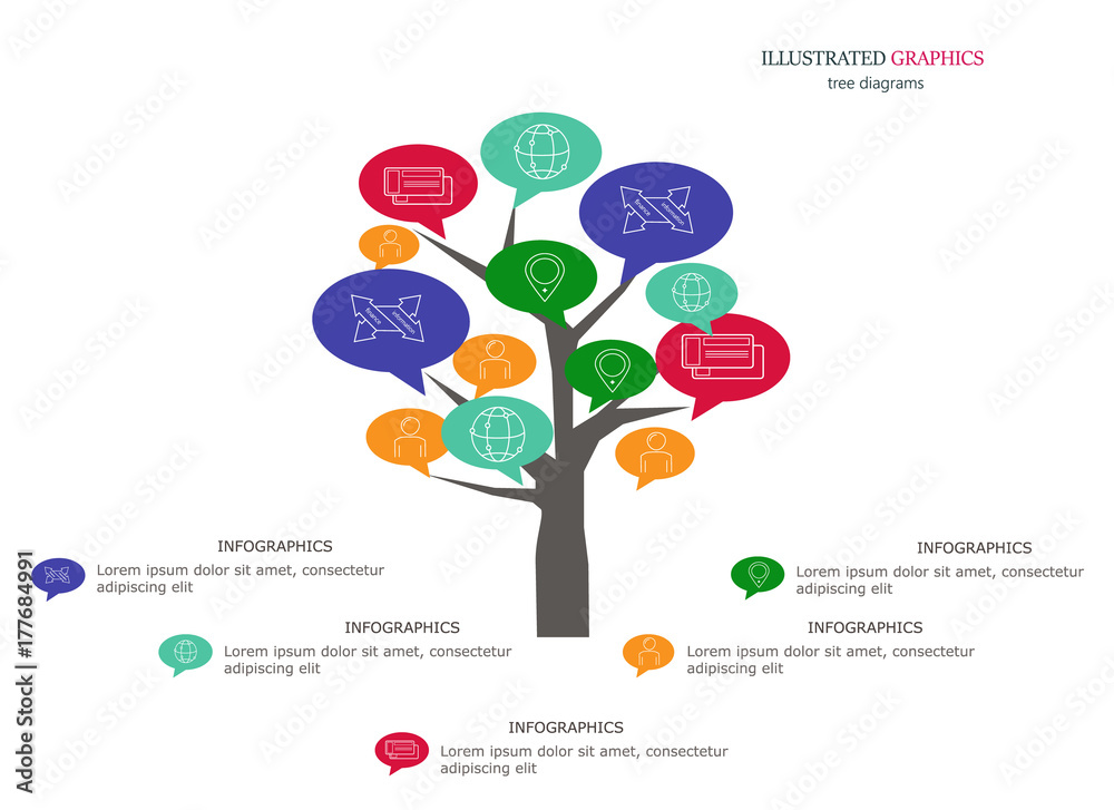 Illustrated graphics for the layout workflow. Tree colorful as a ...