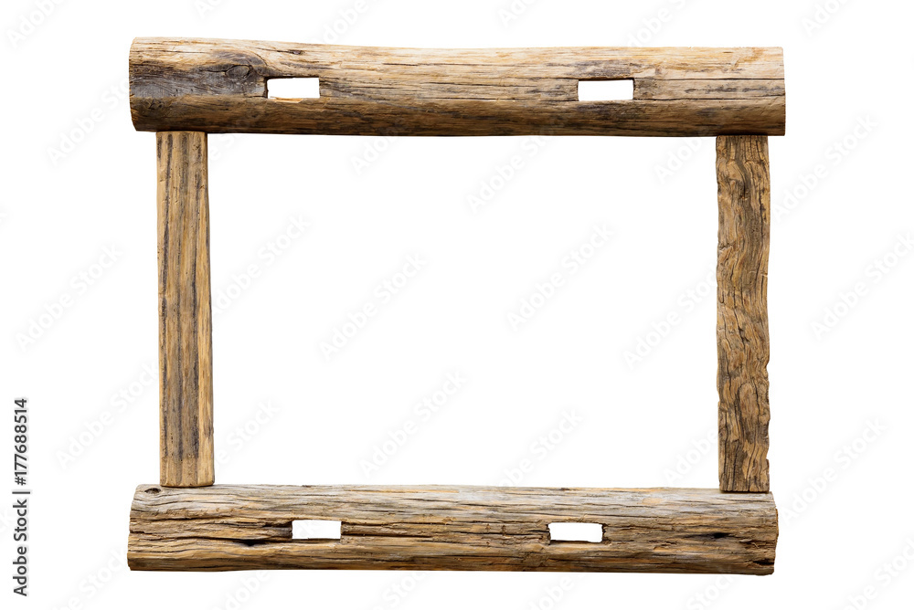 Raw wooden picture frame on white background Raw wooden picture frame on white background