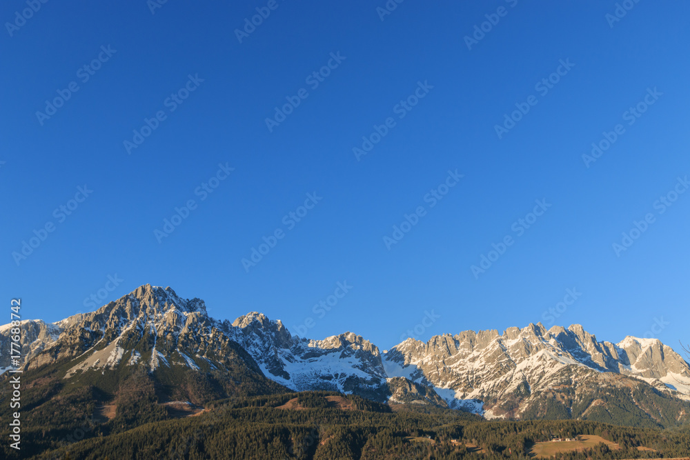 Beautiful mountain range (Kaiser Mountains) at Wilder Kaiser region in Tyrol, Austria