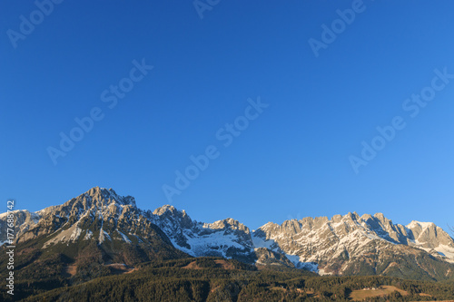 Beautiful mountain range (Kaiser Mountains) at Wilder Kaiser region in Tyrol, Austria