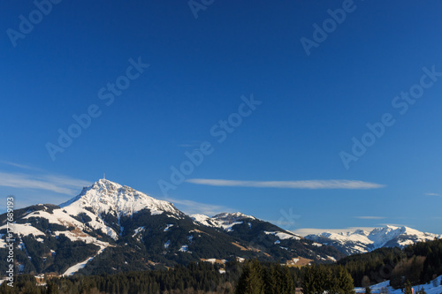 The mountain “Kitzbüheler Horn” in front of a blue sky