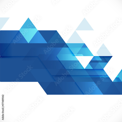 Abstract blue geometric layout template on white background with white space on bottom position. Modern background for business or technology, cover, online presentation website element.