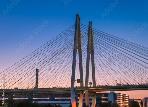 Bridge at sunset. Close-up photo