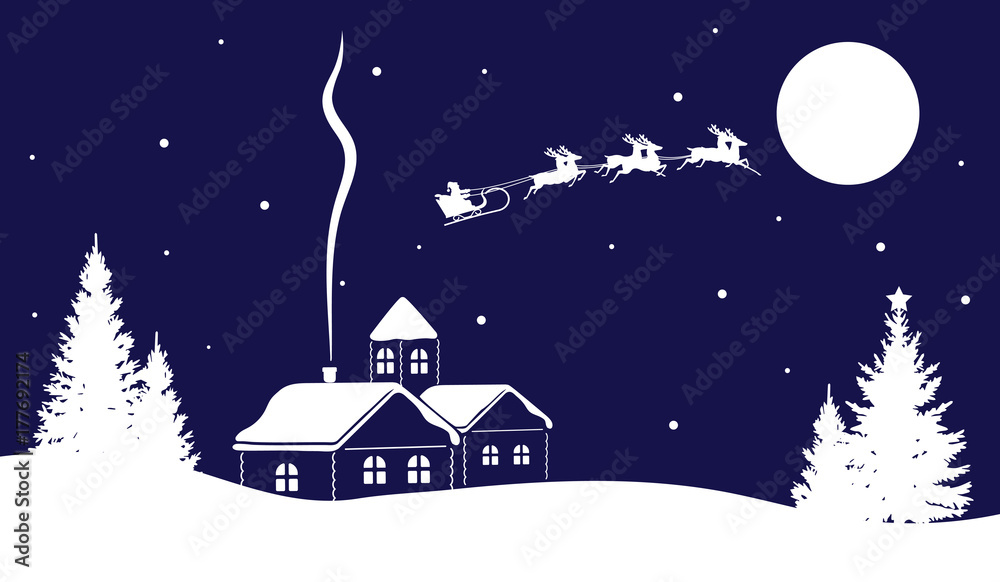 Fototapeta premium Christmas illustrated background.