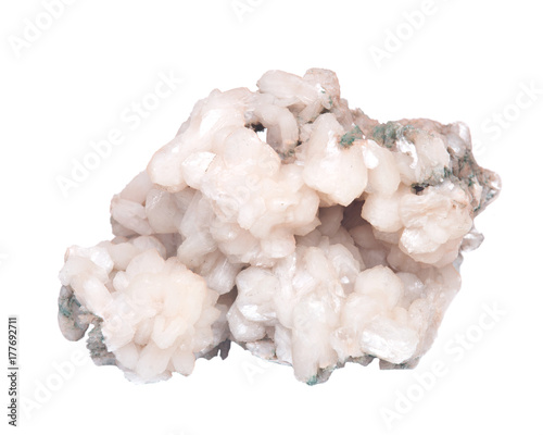 Stilbite natural cluster isolated on white background photo