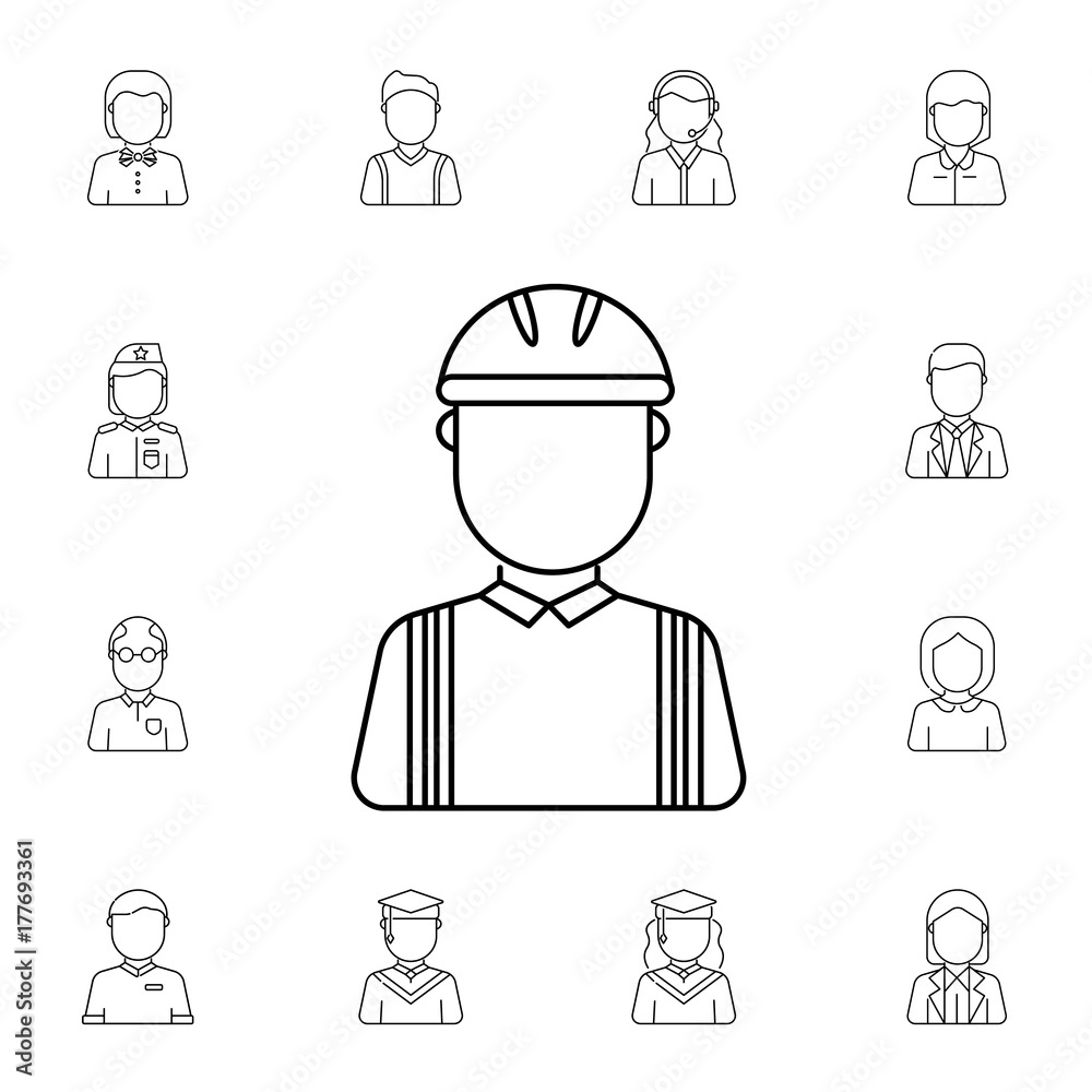 construction worker avatar. Set of avatar icons