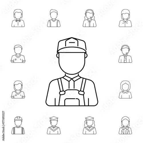 construction worker man avatar. Set of avatar icons