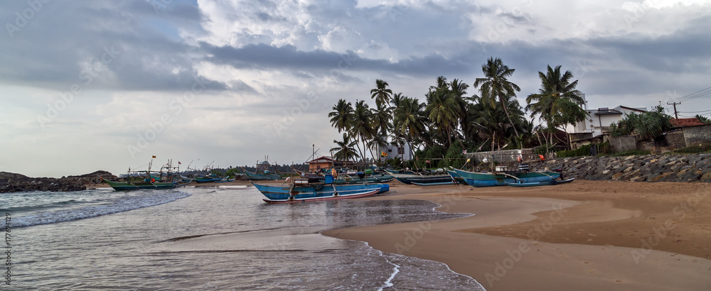 Fototapeta premium sri lanka fishing catamarans, fish boats