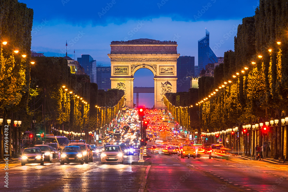 Photo & Art Print Champs Elysees and Arc de Triomphe, Paris