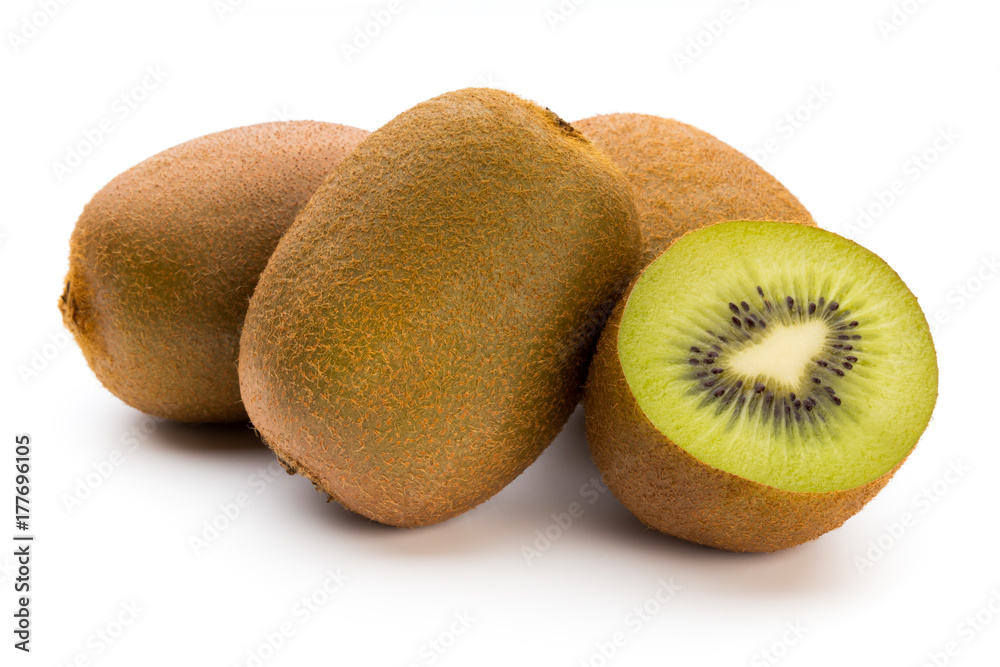 Kiwi fruit and sliced isolated on white background. Kiwi fruit and sliced isolated on white background.