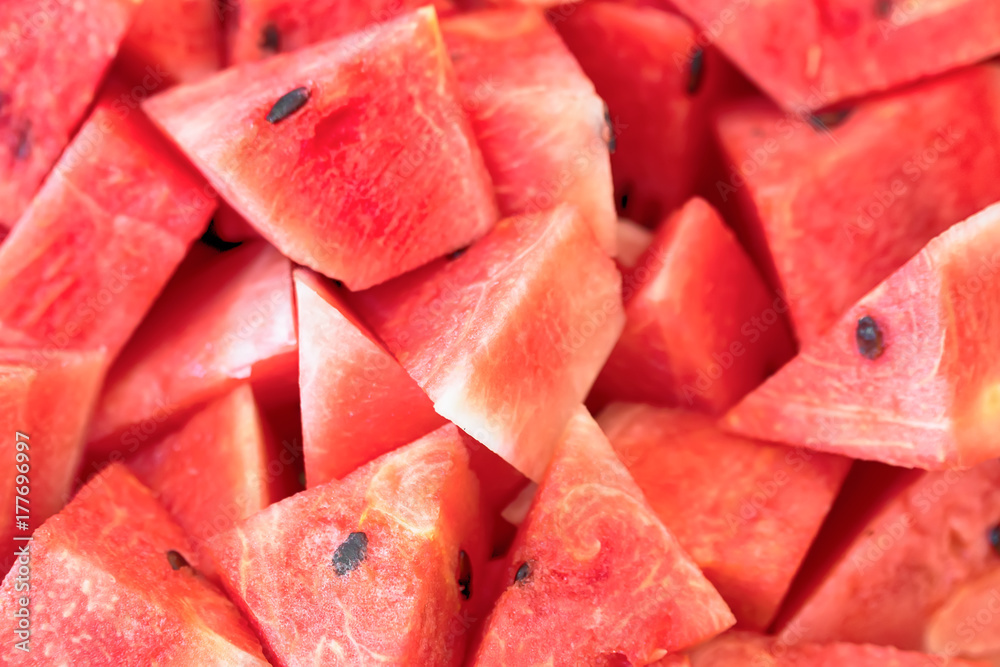 Sliced red ripe watermelon. Fruit background and texture Sliced red ripe watermelon. Fruit background and texture