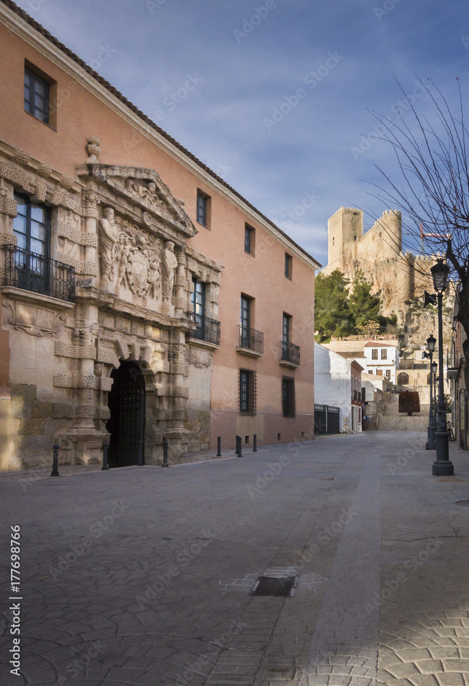 Counts of Cirat palace (Town Hall) and castle, Almansa, Castilla la Mancha, Spain