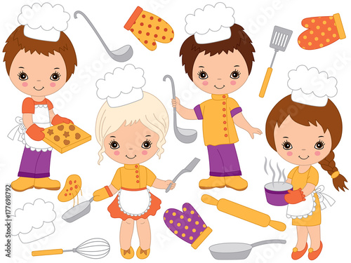 Vector Cute Little Chefs