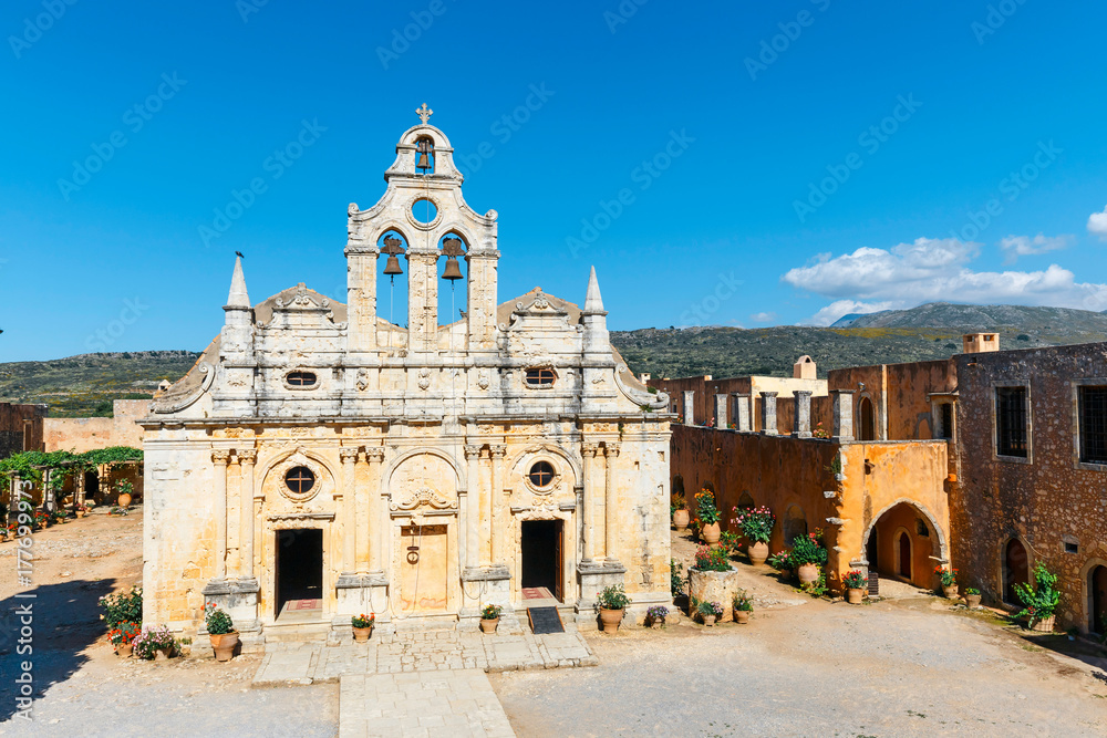 Arkadi Monastery situated at the southeast of Rethymnon, Crete, Greece