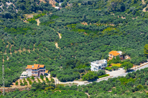 Beautiful mountain landscape near Kritsa Village, Katharo Plateau, Crete, Greece photo