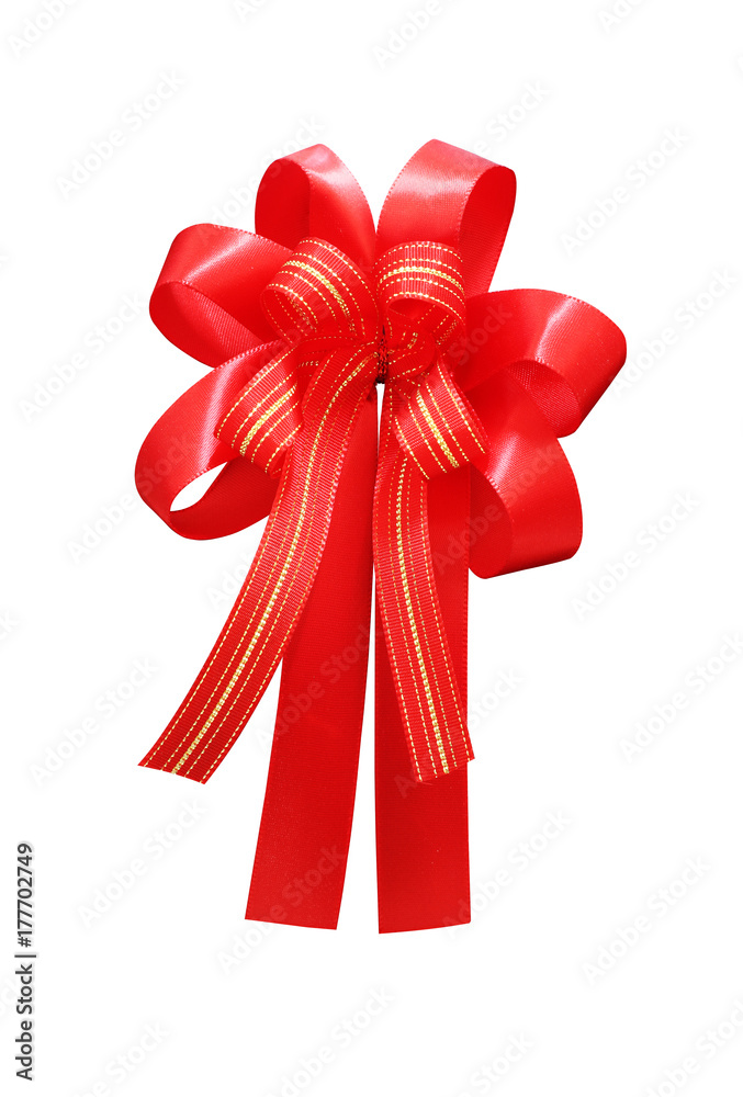 red ribbon knot isolated on white background, this has clipping path. red ribbon knot isolated on white background, this has clipping path.