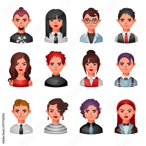 set of web avatars. isolated vector icons