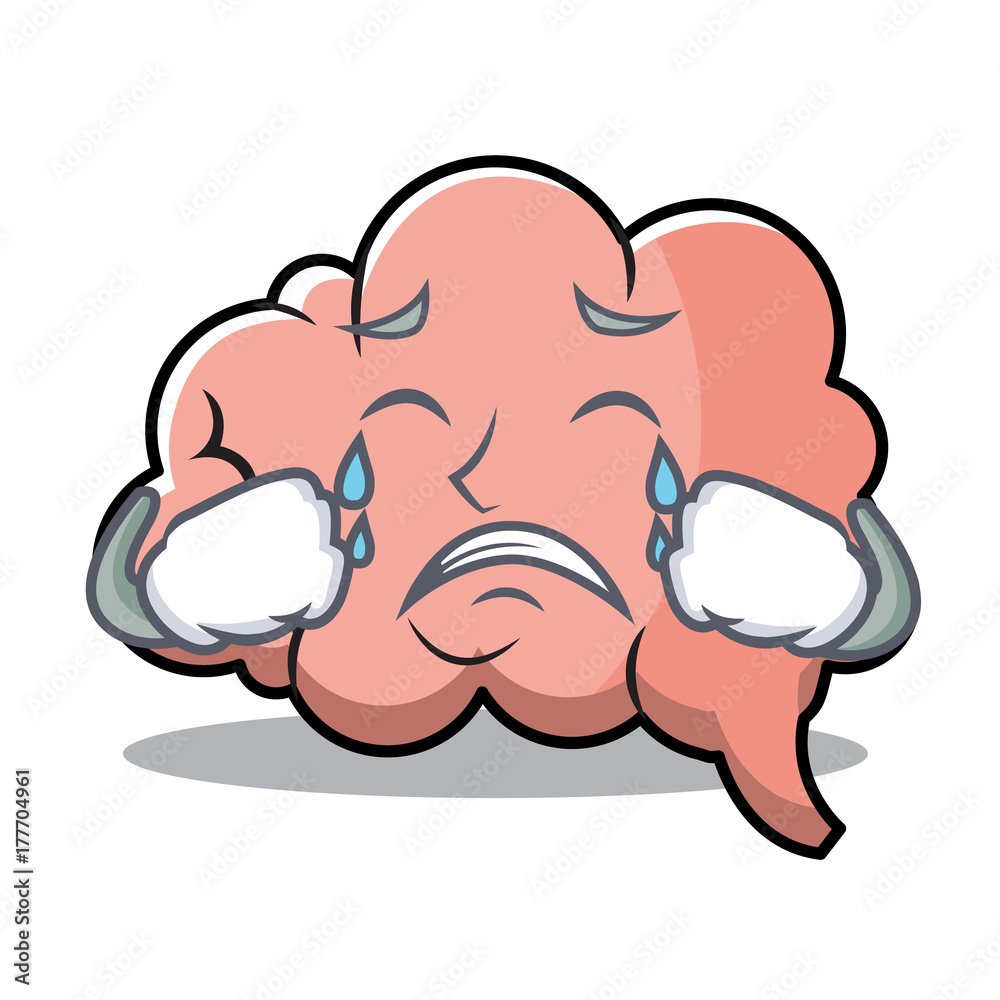 Fototapeta Crying brain character cartoon mascot