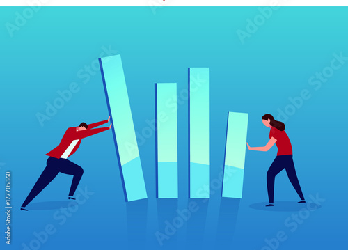 businessman and businesswoman chart data straighten