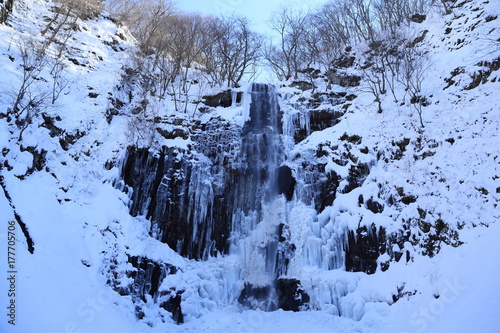 玉簾の滝　氷瀑　Frozen waterfall Tamasudarenotaki, Sakata, Yamagata, Japan