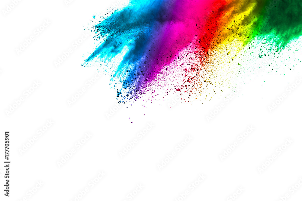 Explosion of colored powder isolated on white background. Explosion of colored powder isolated on white background.