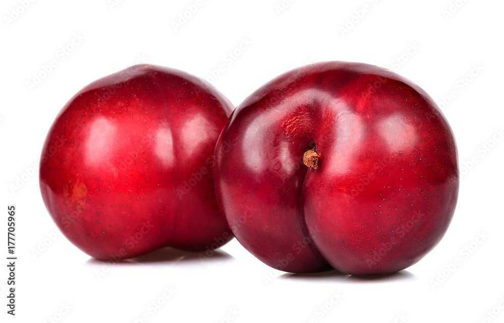 red plum isolated on the white background