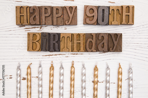 Canvas Print Happy 90th Birthday Spelled in Type Set
