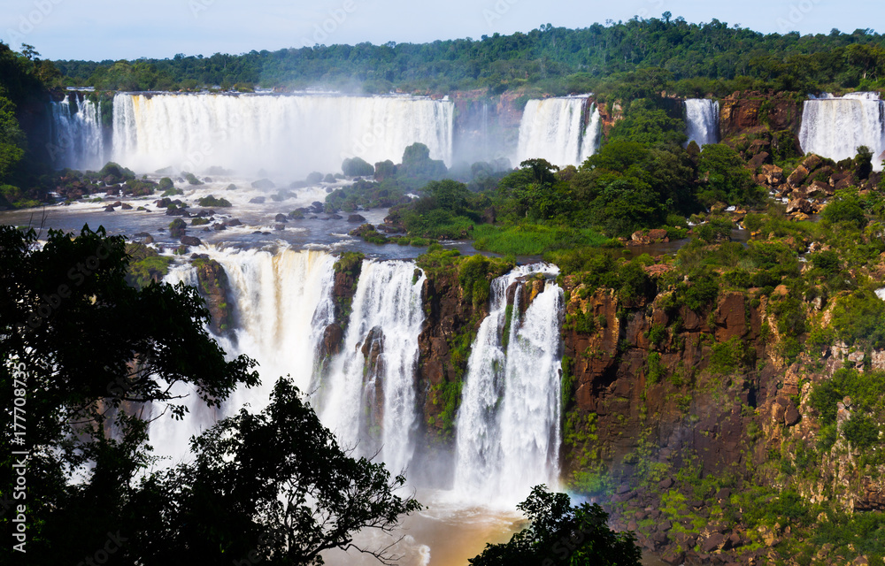 Waterfall Cataratas del Iguazu on Iguazu River, Brazil