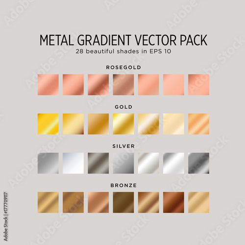 Metal Gradient Vector Pack 28 Beautiful Shades In Eps 10 Rosegold Gold Silver And Bronze Stock Vector Adobe Stock