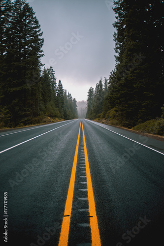 Empty Rainy Highway Road   Oregon © Dustin
