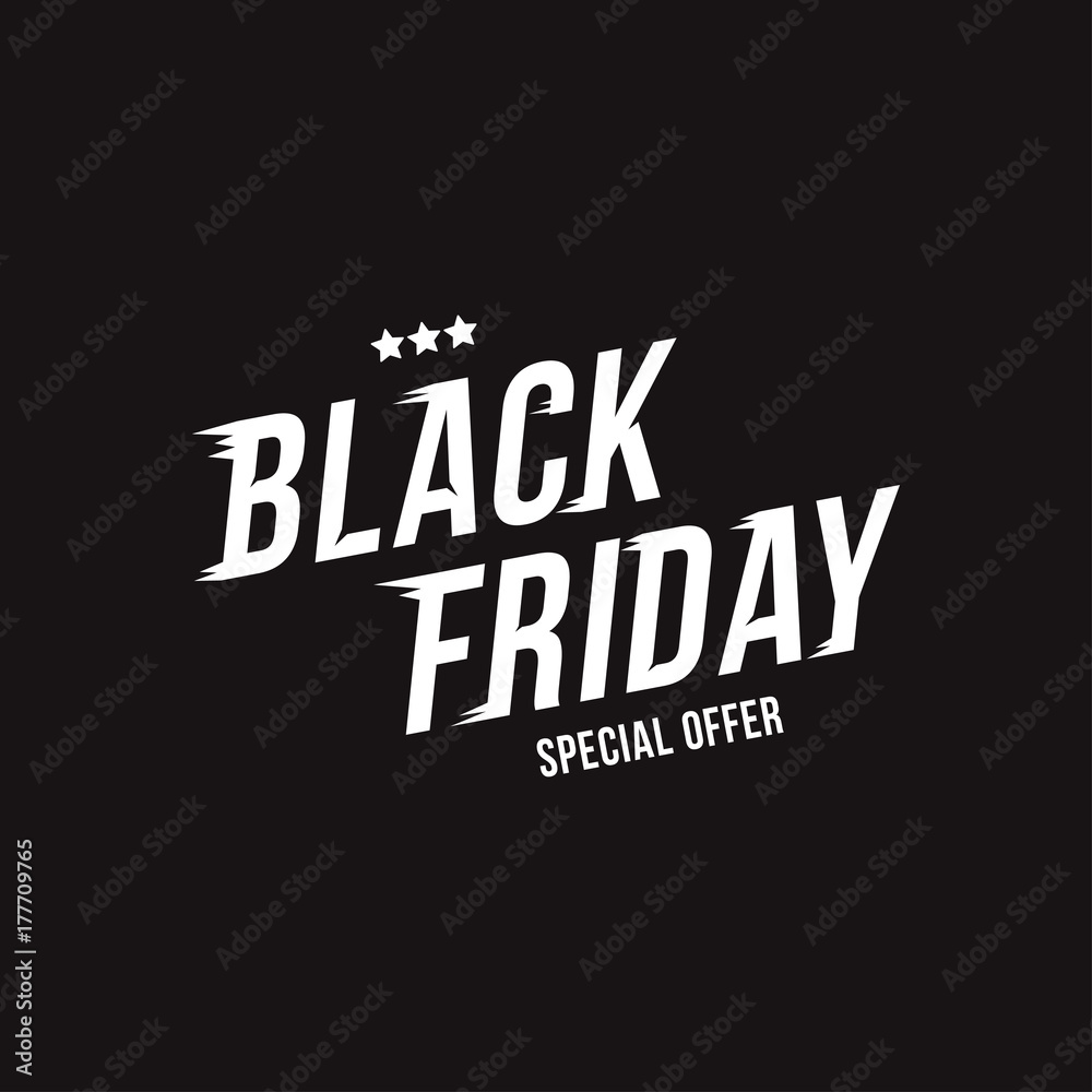 Black Friday. Font inscription for the holiday sale on black background. Flat vector illustration EPS 10