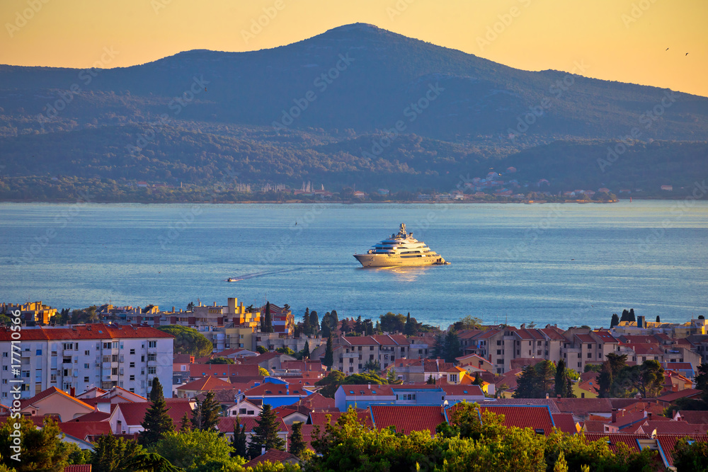 Zadar waterfront and Ugljan island sunset view