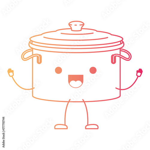 cooking pot with lid cartoon in degraded red color contour