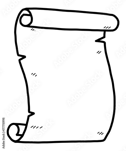 scroll of paper / cartoon vector and illustration, black and white, hand drawn, sketch style, isolated on white background.