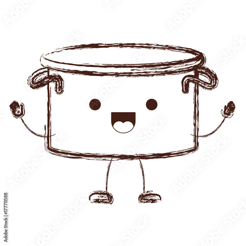 cooking pot without lid cartoon in brown blurred silhouette